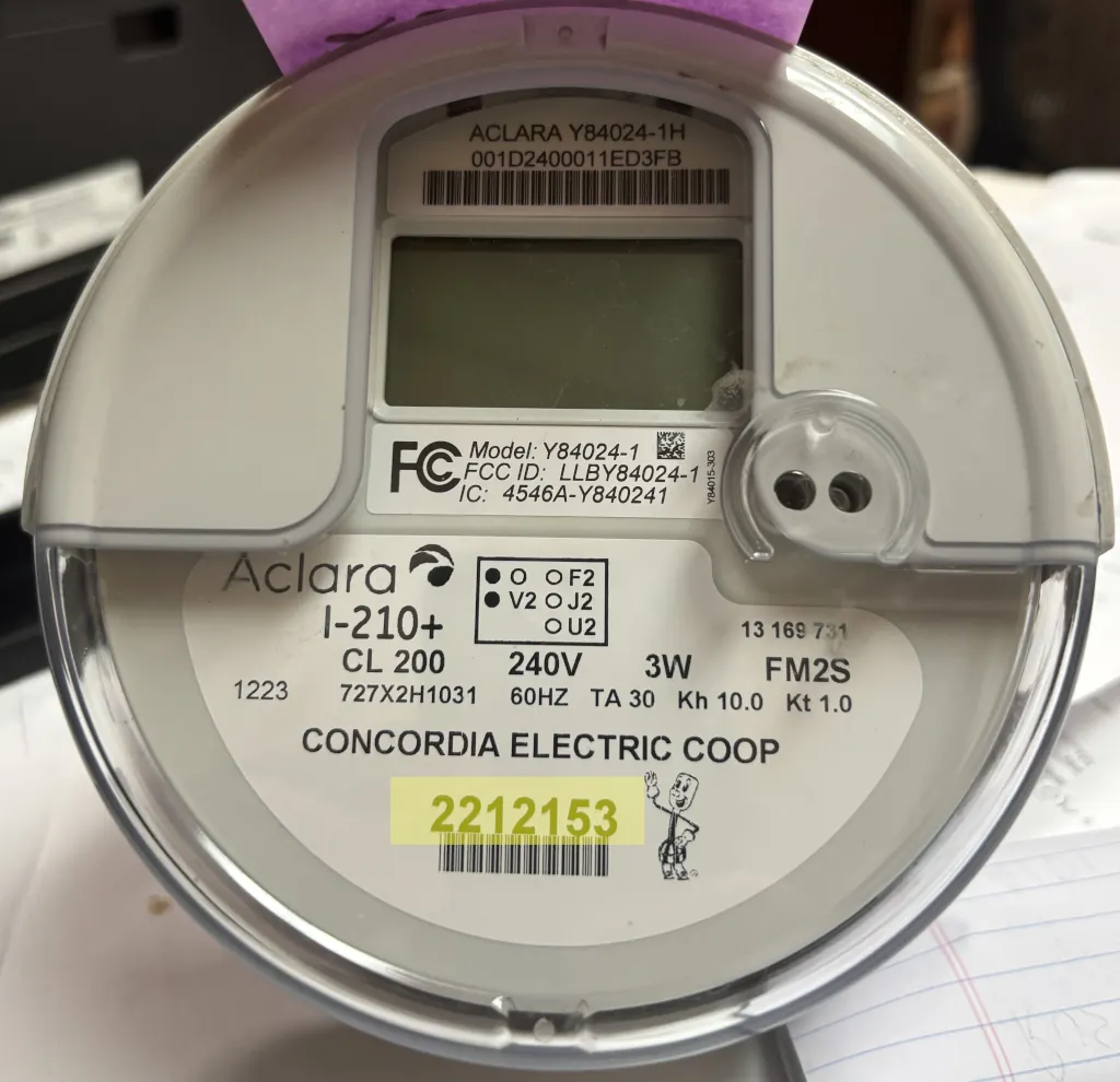 Example meter displaying meter number location